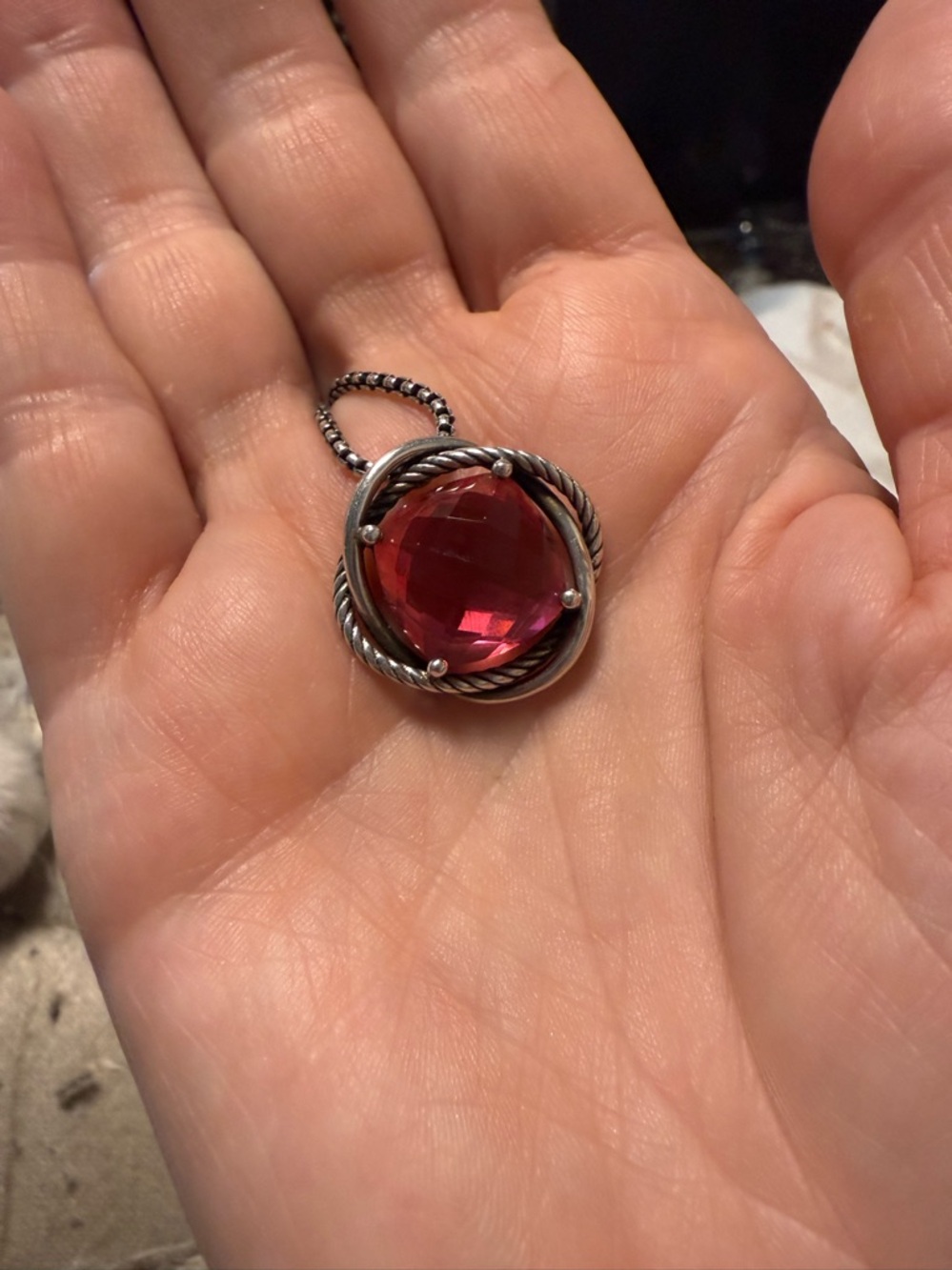 David Yurman Pink Tourmaline Infinity necklace - sterling silver - Picture 4 of 4